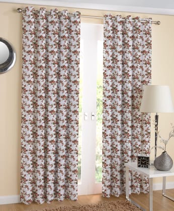 AIRWILL, Cotton Floral Pattern Door - 4x7ft Curtains - (Pack of 2 pcs) - Multicolor