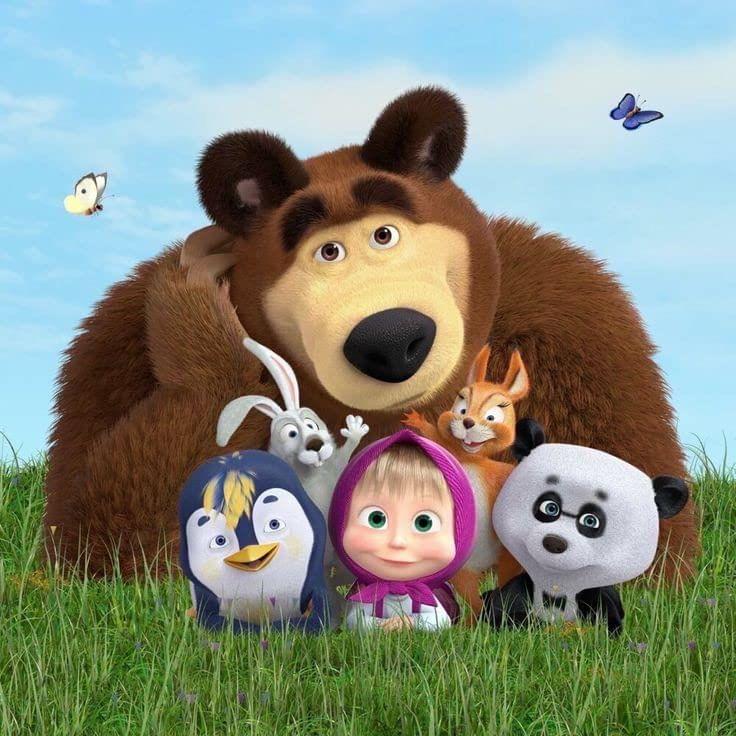 APM Masha & The Bear Wall Sticker Fully Waterproof Vinyl Sticker self Adhesive for Living Room, Bedroom, Office, Kids Room 12X18 inches (MB9)