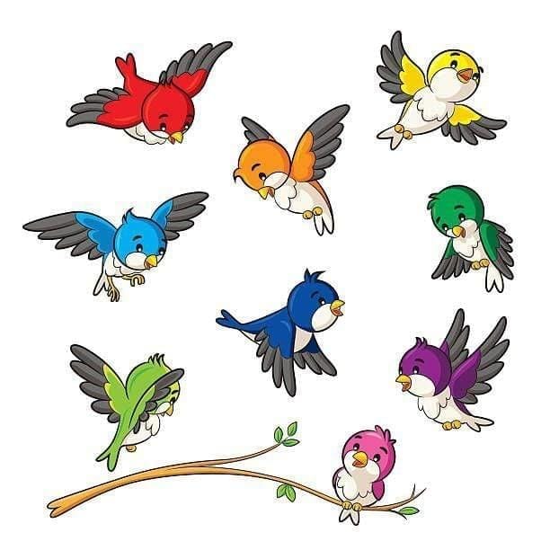 APM Kids Cute Birds Cartoon Wall Sticker Fully Waterproof Vinyl Sticker self Adhesive for Living Room, Bedroom, Office, Kids Room 12X18 inches (B24)