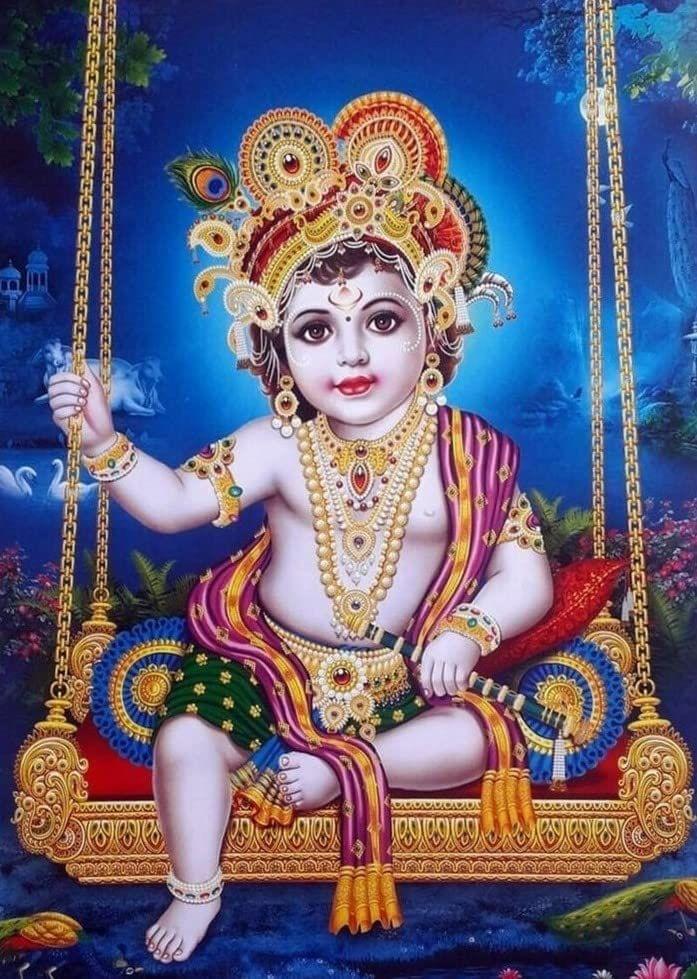 APM GOD Krishna Wall Sticker Laminated House/Office 12X18 INCHES (WS7)