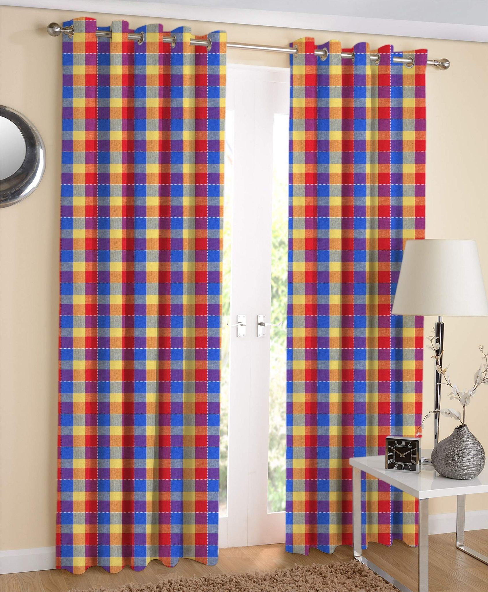 AIRWILL, 100% Cotton Designer Window Curtains, Sized 4ft in Width and 5ft in Length. Pack of 2 Pieces