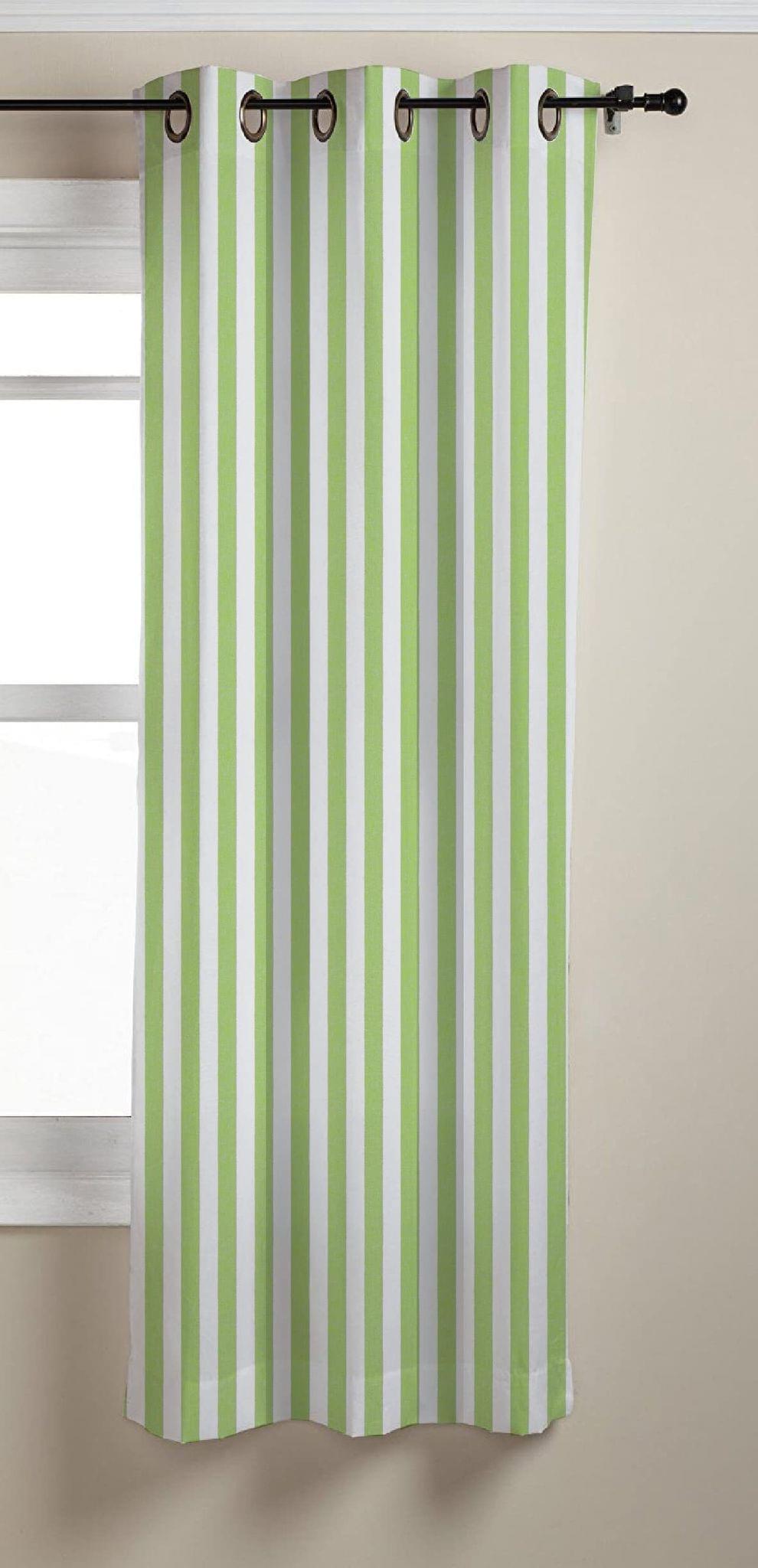 AIRWILL, Cotton Striped Pattern Window - 4x5ft Curtains - (Pack of 1 pc) - Green