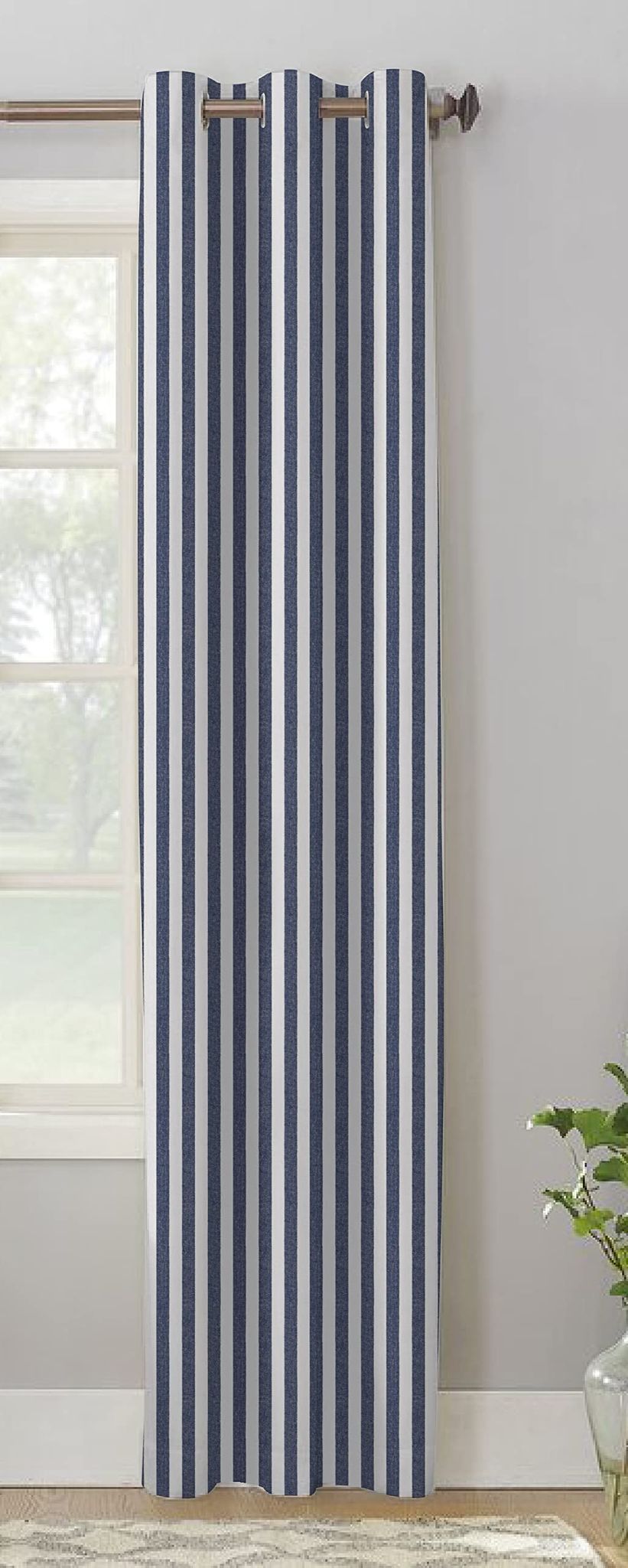 AIRWILL, Cotton Striped Pattern Window - 4x5ft Curtains - (Pack of 1 pc) - Blue