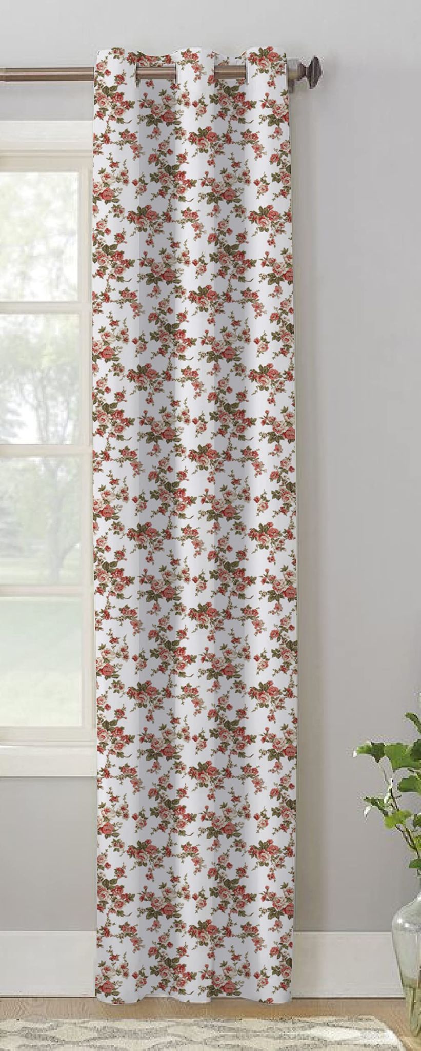 AIRWILL, Cotton Floral Pattern Window - 4x5ft Curtains - (Pack of 1 pc) - Multicolor