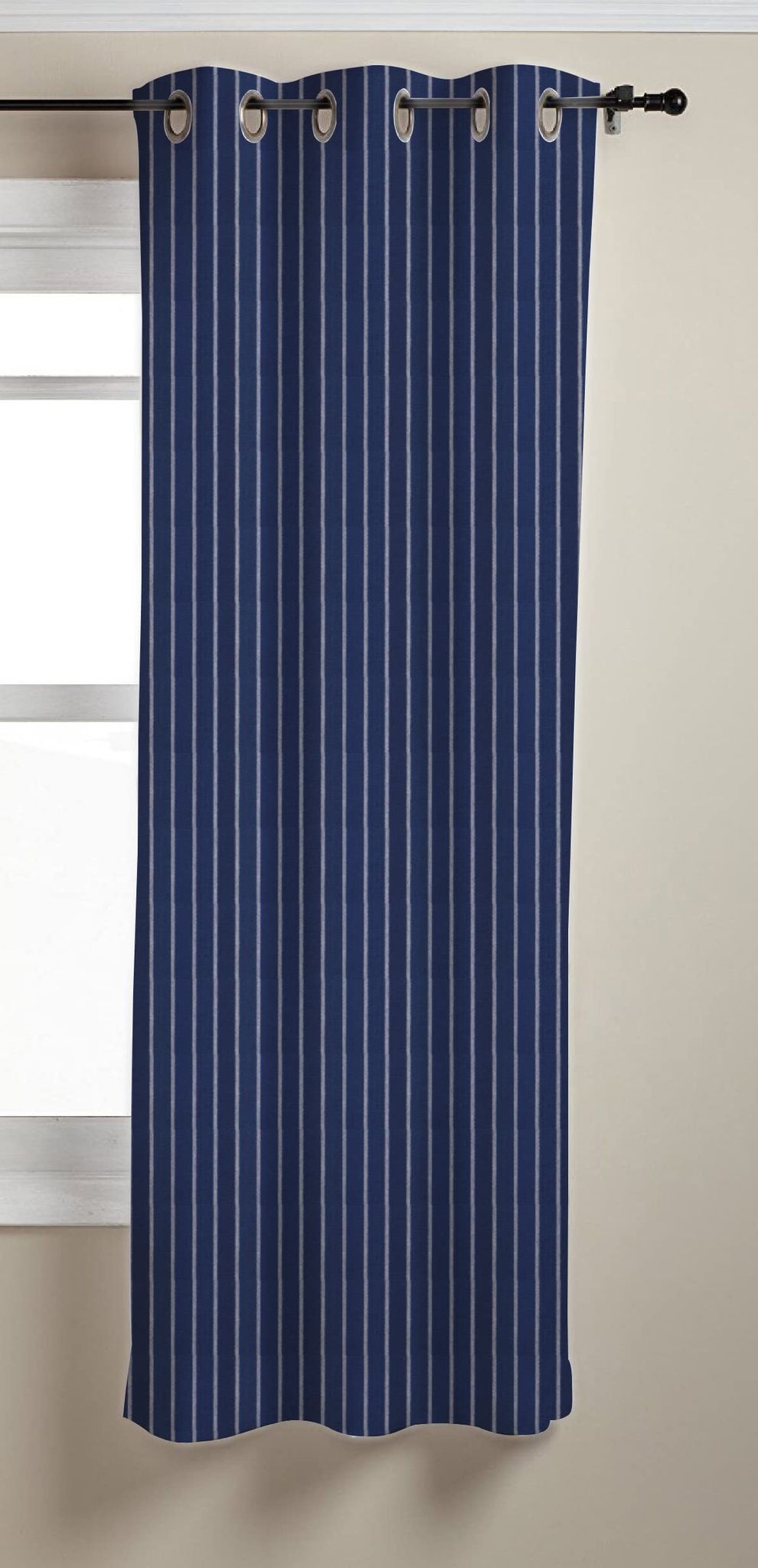 AIRWILL, Cotton Striped Pattern Window - 4x5ft Curtains - (Pack of 1 pc) - Blue