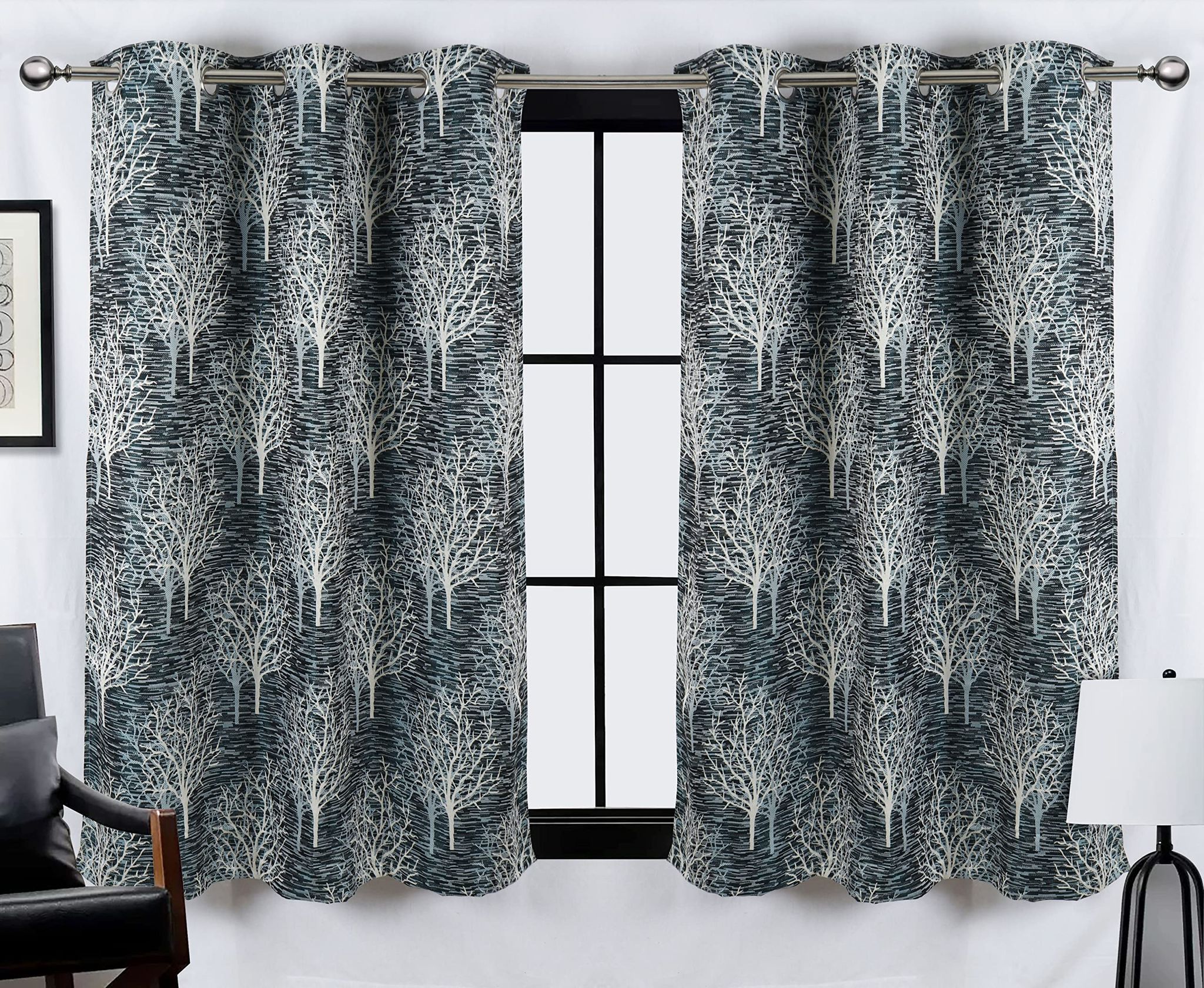 AIRWILL 153 cm (5 ft) Jacquard Polyester Self Design Tree Themed Room Darkening Window Curtain (Pack of 2) (Printed, Multicolor)