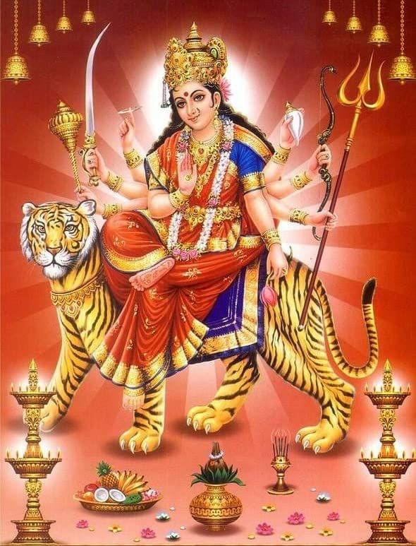 APM MAA Durga Wall Vinyl Sticker Fully Waterproof Size 12X18 inches (DW13)
