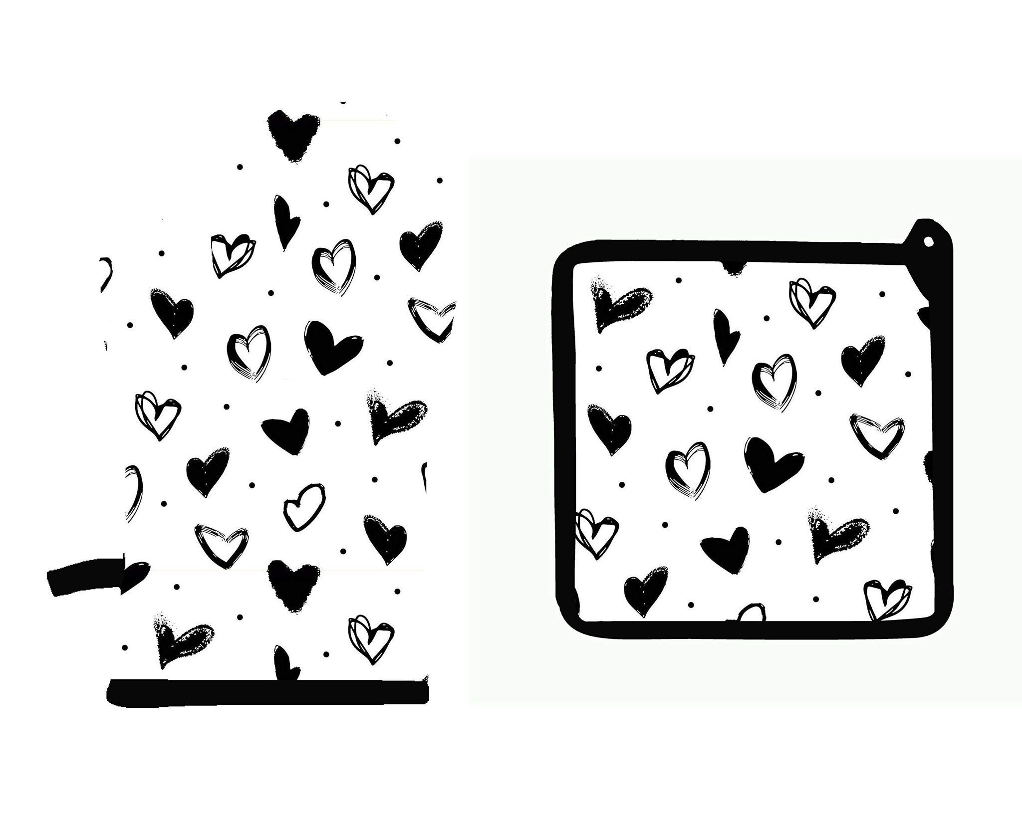 Airwill ? Cotton Designer Pattern Heat Resistant Kitchen Linens (1 Oven Mitt & 1 Pot Holder) (Black,White)