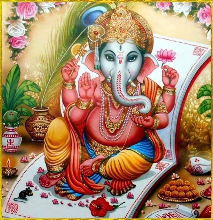 APM Ganpati Wall Sticker/Ganpati Bappa Fully Waterproof Vinyl Sticker self Adhesive for Living Room, Bedroom, Office, Kids Room 12X18 inches (GH6)
