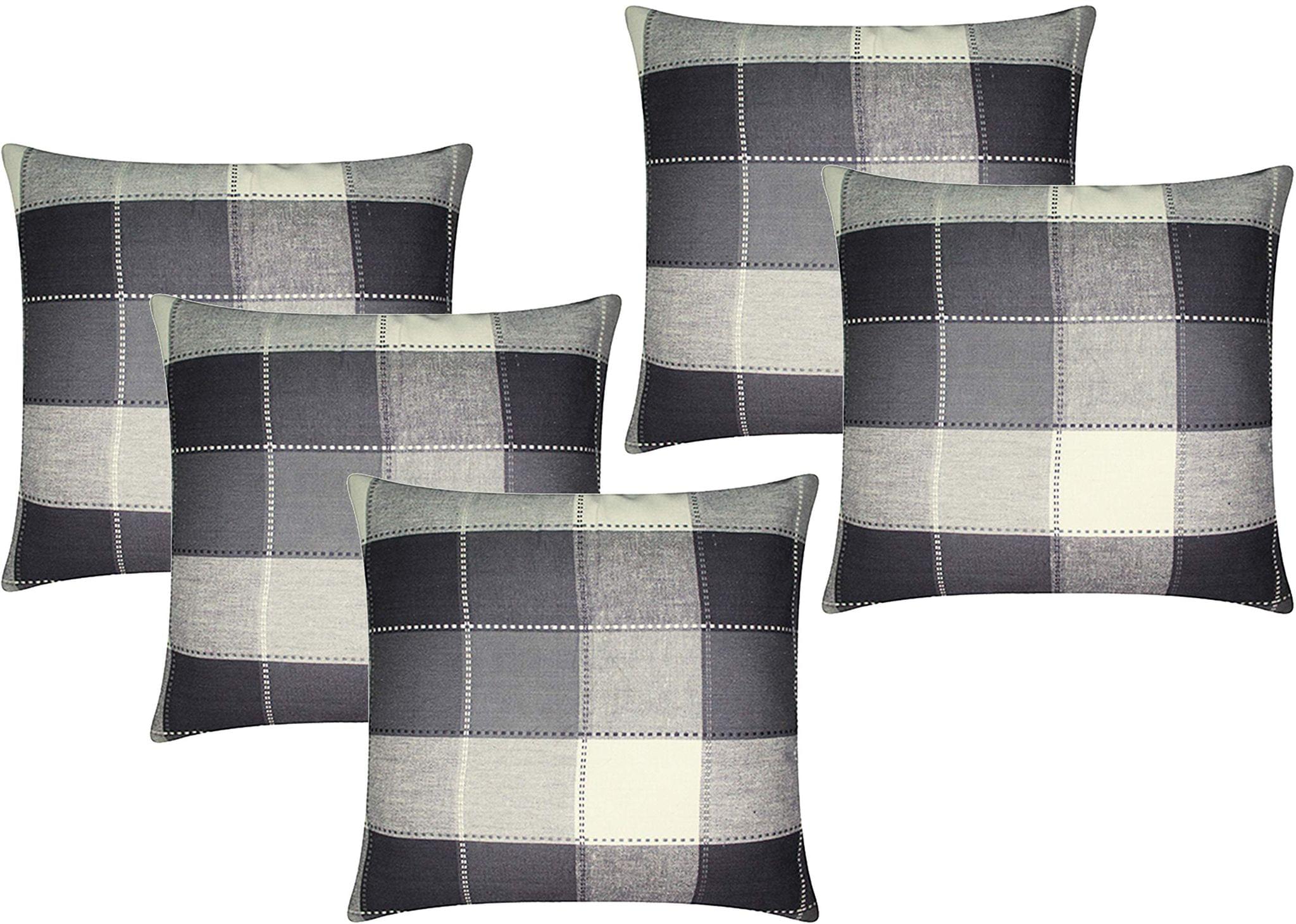 AIRWILL Cotton Dobby Black Self Design 40cm Square Cushion Covers (Black, Pack of 5)