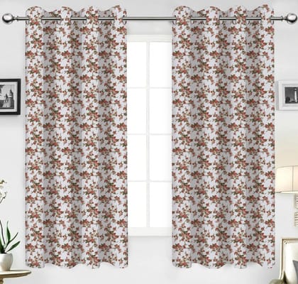 AIRWILL, Cotton Floral Pattern Window - 4x5ft Curtains - (Pack of 2 pcs) - Multicolor