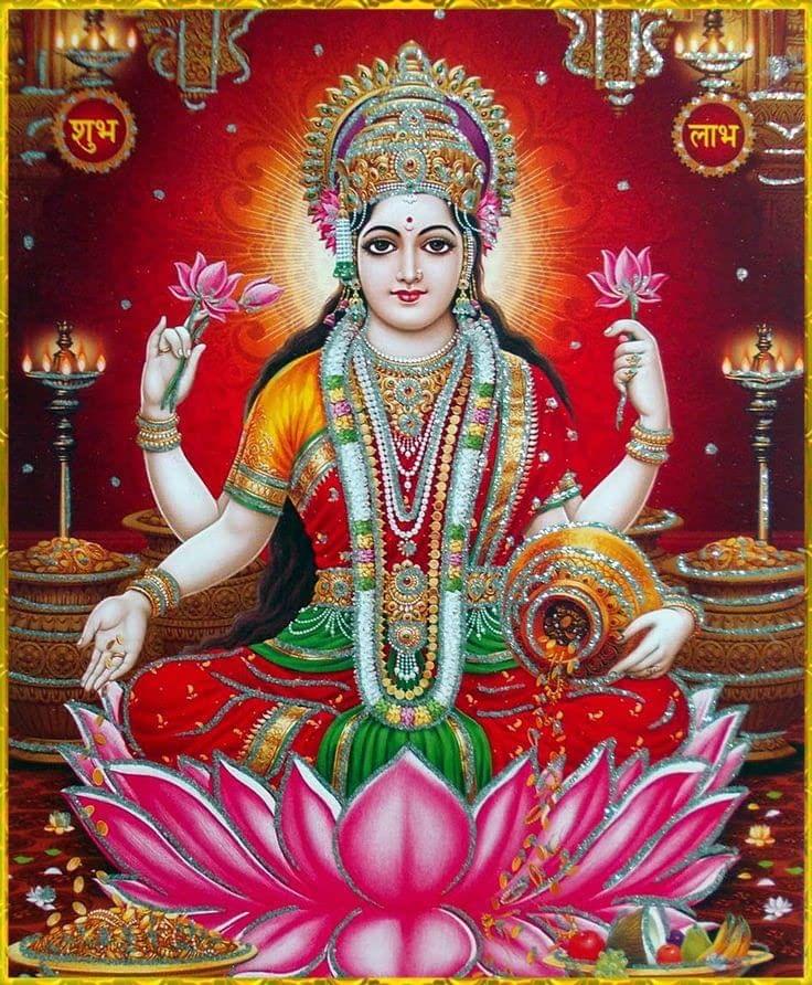 APM Goddess LAXMI JI Wall Vinyl Sticker Fully Waterproof Siize 12X18 inches (LS05)