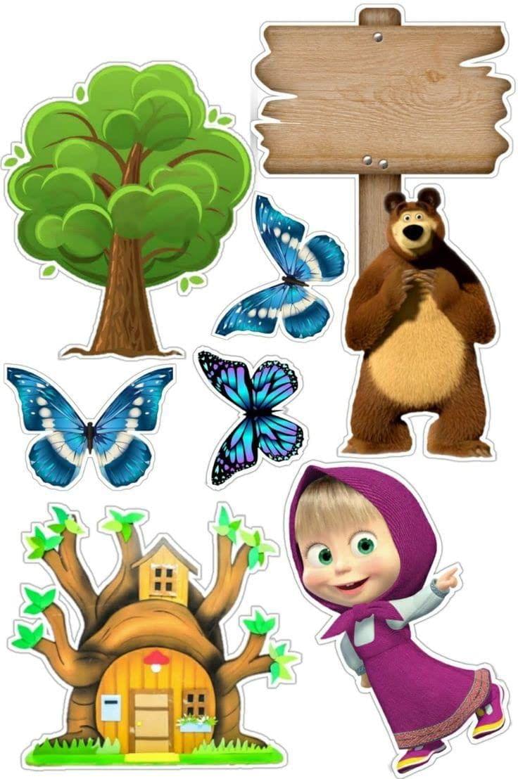 APM Masha & The Bear Wall Sticker Fully Waterproof Vinyl Sticker self Adhesive for Living Room, Bedroom, Office, Kids Room 12X18 inches (MBP14)