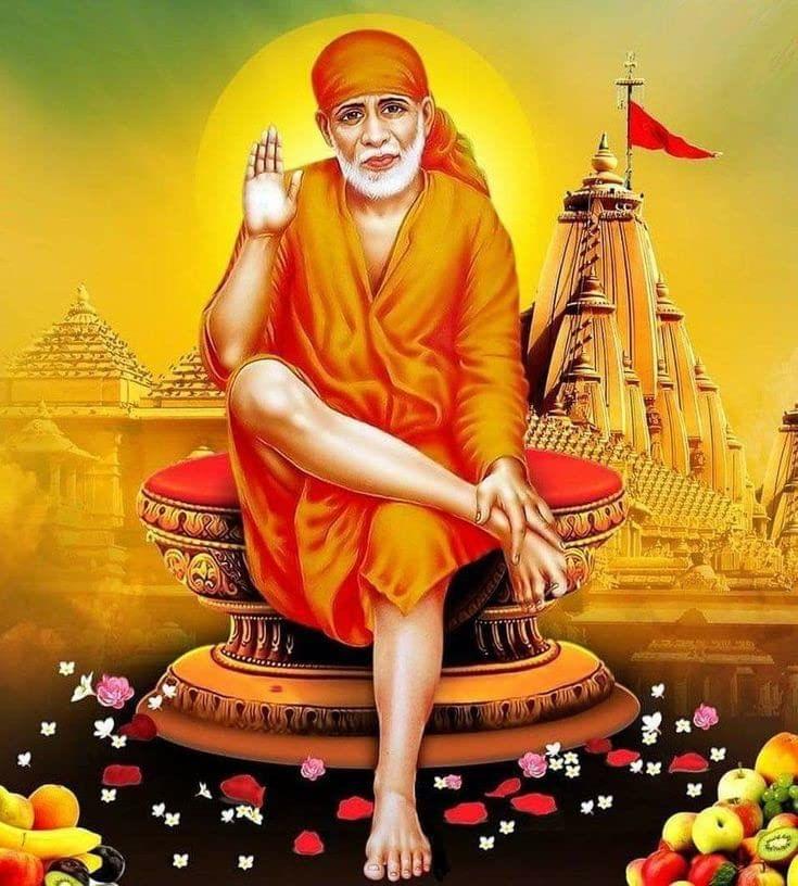 APM SAI Baba Wall Sticker Fully Waterproof Vinyl Sticker self Adhesive for Living Room, Bedroom, Office, Kids Room 12X18 inches (S3)