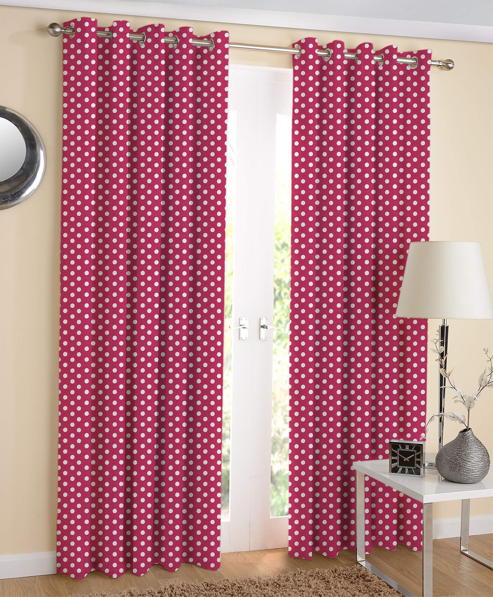 AIRWILL Pink Printed Pattern Cotton Window Curtains 4x5ft Pack of 2 Pieces