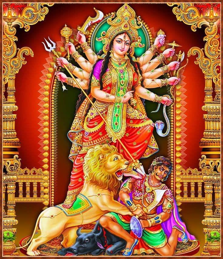 APM MAA Durga Wall Vinyl Sticker Fully Waterproof Size 12X18 inches (DW15)