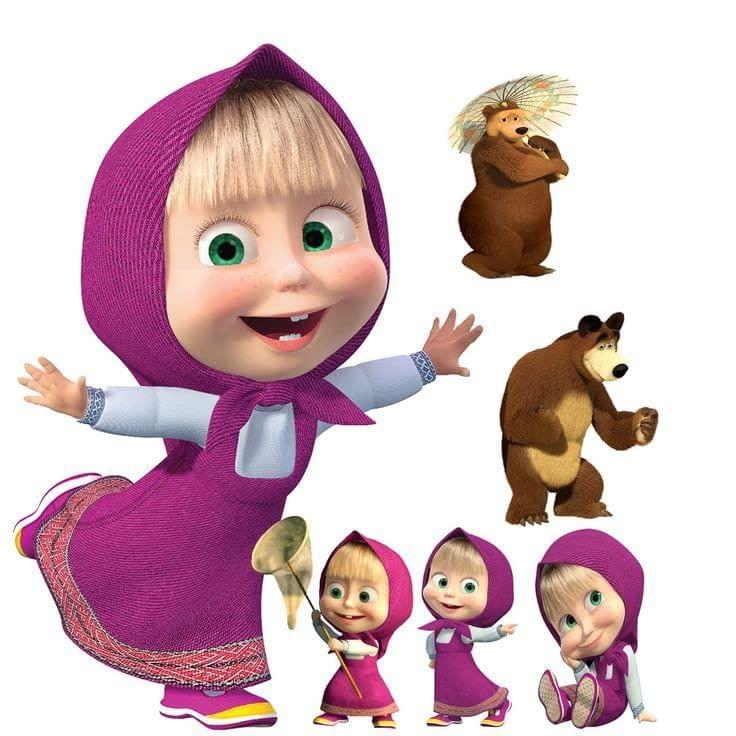 APM Masha & The Bear Wall Sticker Fully Waterproof Vinyl Sticker self Adhesive for Living Room, Bedroom, Office, Kids Room 12X18 inches (MM11)