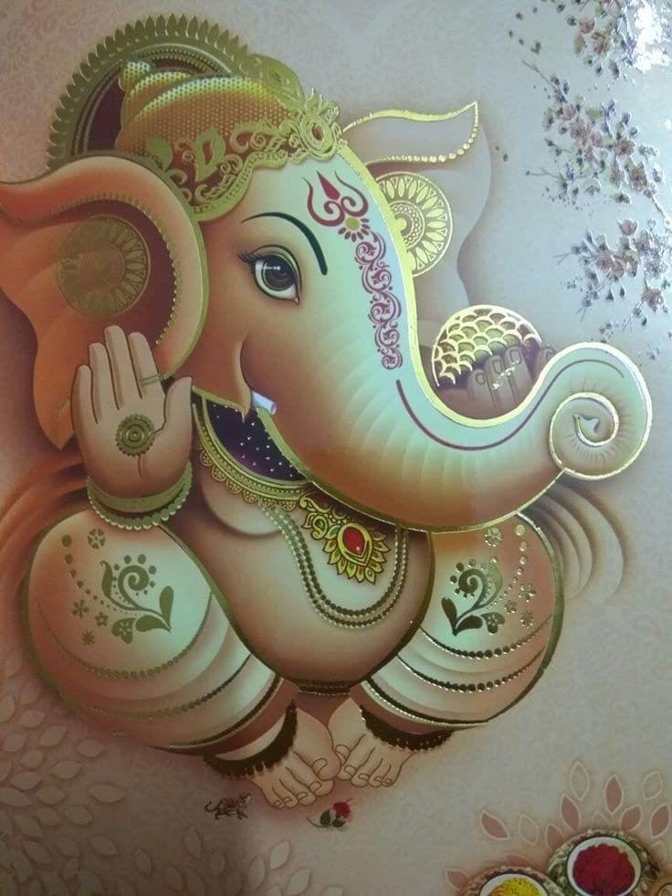 APM Ganpati Wall Sticker/Ganpati Bappa Fully Waterproof Vinyl Sticker self Adhesive for Living Room, Bedroom, Office, Kids Room 12X18 inches (GC12)