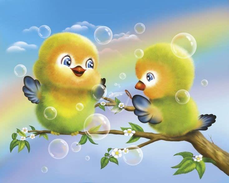 APM Kids Cute Birds Cartoon Wall Sticker Fully Waterproof Vinyl Sticker self Adhesive for Living Room, Bedroom, Office, Kids Room 12X18 inches (B12)