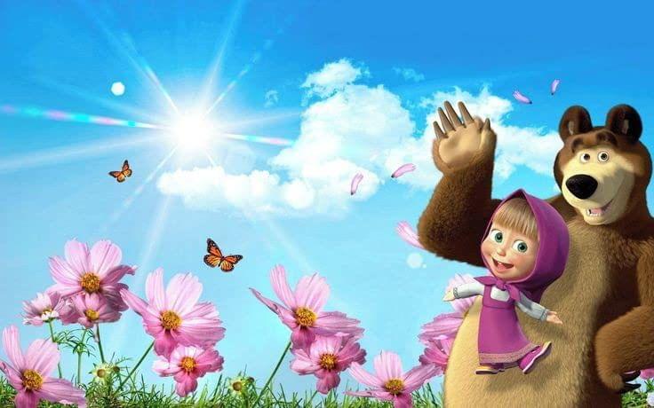 APM Masha & The Bear Wall Sticker Fully Waterproof Vinyl Sticker self Adhesive for Living Room, Bedroom, Office, Kids Room 12X18 inches (MM2)