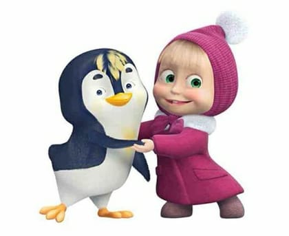 APM Masha & The Bear Wall Sticker Fully Waterproof Vinyl Sticker self Adhesive for Living Room, Bedroom, Office, Kids Room 12X18 inches (DC7)