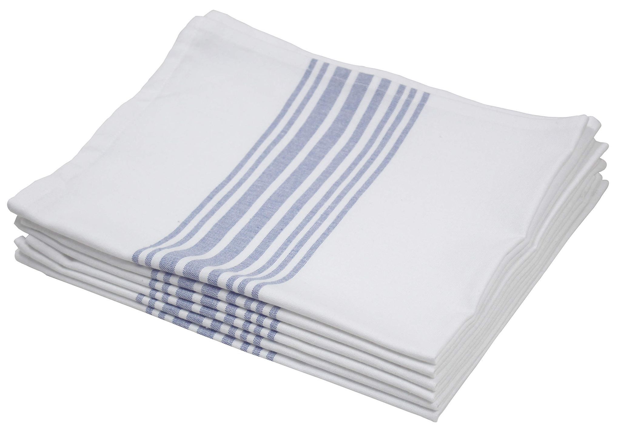 AIRWILL Cotton Kitchen Towel 80 GSM (Blue, White, Set of 6)