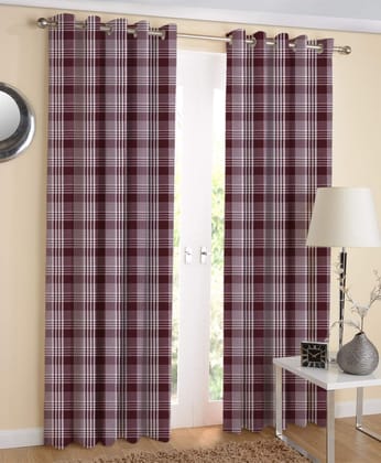 AIRWILL Cotton Track Dobby Maroon Designed Long Door Curtains (Maroon; 4ft Width and 9ft Length) Pack of 2 Pieces?