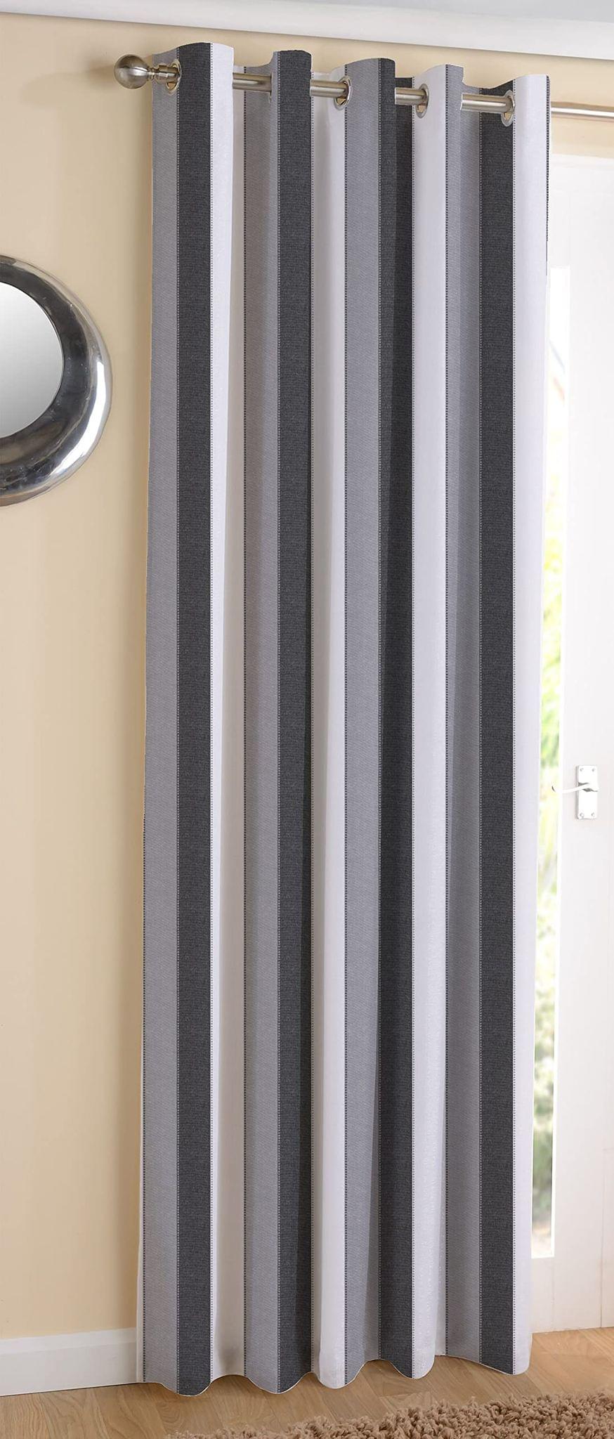 AIRWILL, Cotton Striped Pattern Long Door - 4x9ft Curtains - (Pack of 1 pc) - Black, Grey