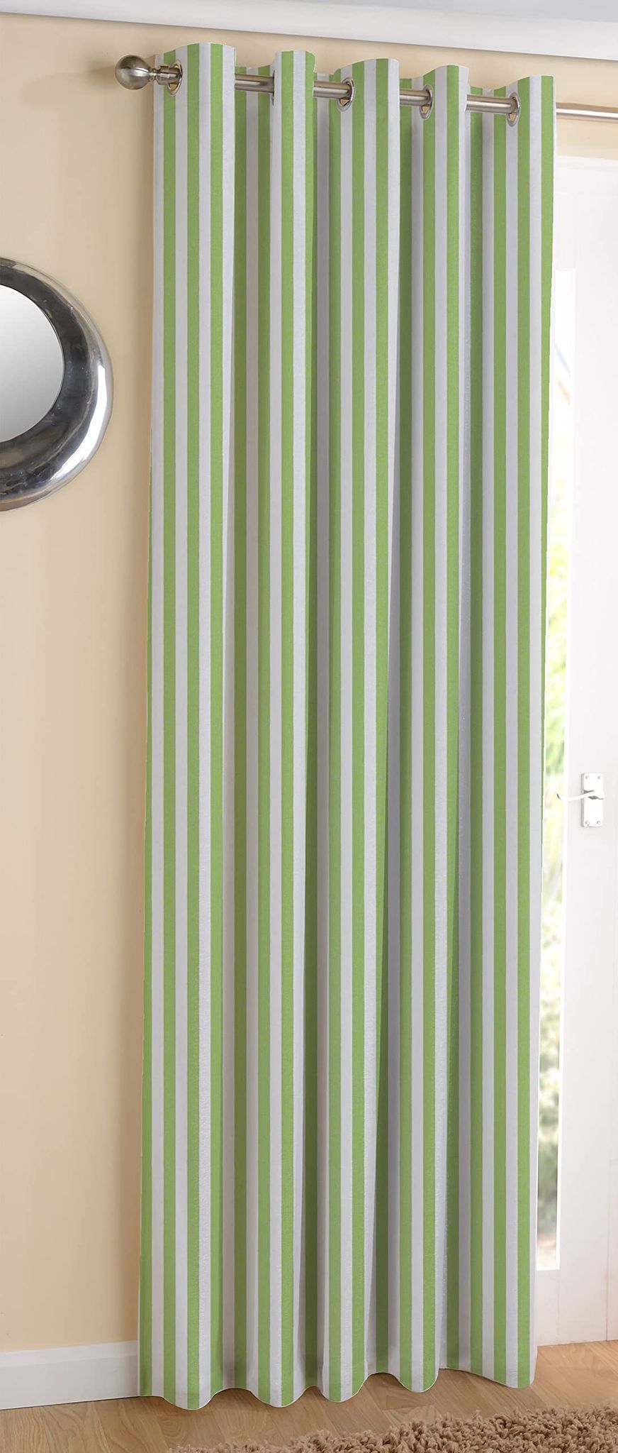 AIRWILL, Cotton Striped Pattern Long Door - 4x9ft Curtains - (Pack of 1 pc) - Green