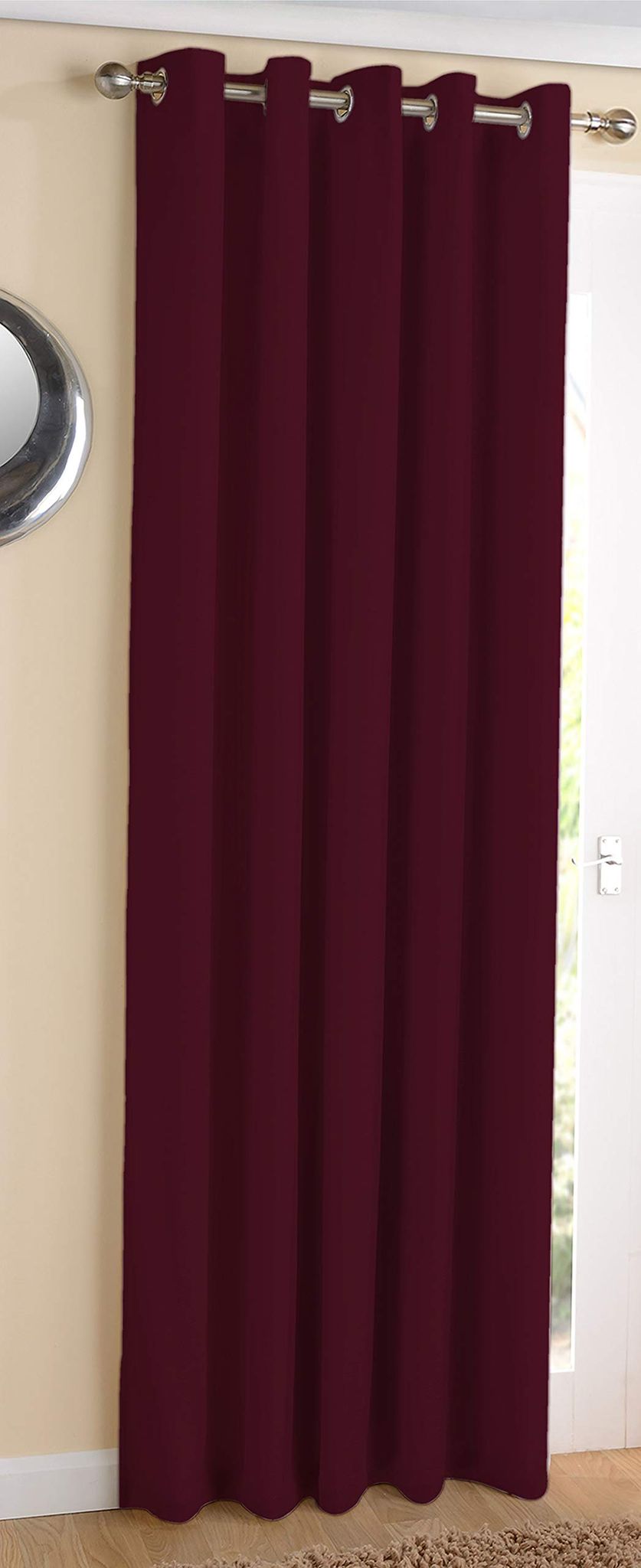 AIRWILL ? Cotton Blackout and Room Darkening 9ft Long Door Curtains Pack of 1 pc. (Solid - Maroon)