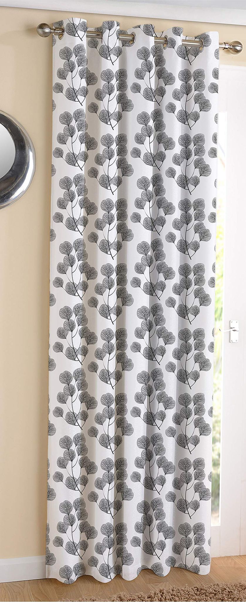 AIRWILL ? Cotton Blackout and Room Darkening 9ft Long Door Curtains Pack of 1 pc. (Floral - Black)