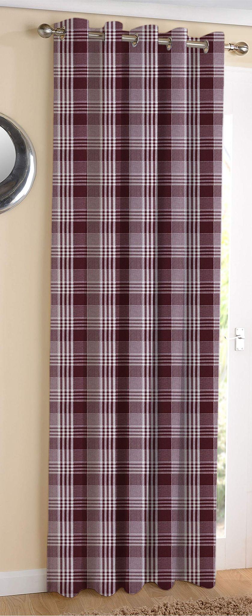 AIRWILL ? Cotton Blackout and Room Darkening 9ft Long Door Curtains Pack of 1 pc. (Self Design - Maroon)