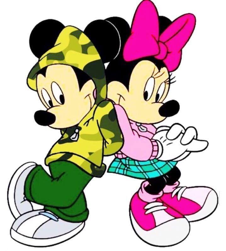 APM Mickey Mouse & Minnie Mouse Wall Sticker Fully Waterproof Vinyl Sticker self Adhesive for Living Room, Bedroom, Office, Kids Room 12X18 inches (MM7)