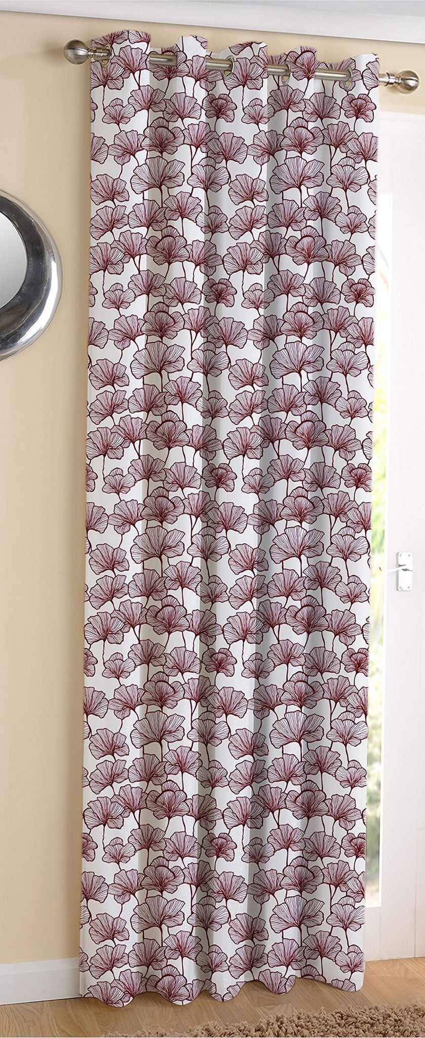 AIRWILL ? Cotton Blackout and Room Darkening 9ft Long Door Curtains Pack of 1 pc. (Floral - Maroon)