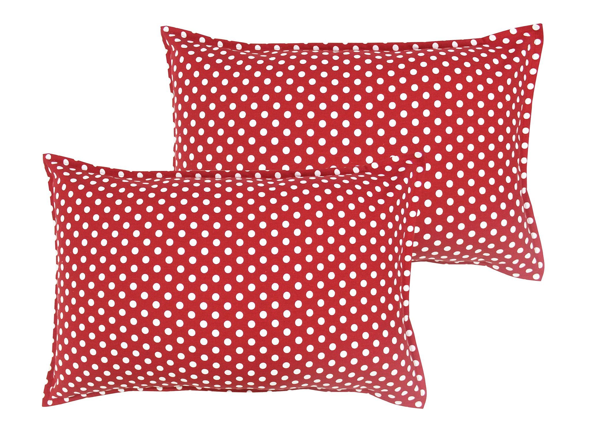 Airwill 100% Cotton Polka Pattern Flap Pillow Covers (46x69cm)(Red, Pack of 2 Pieces)