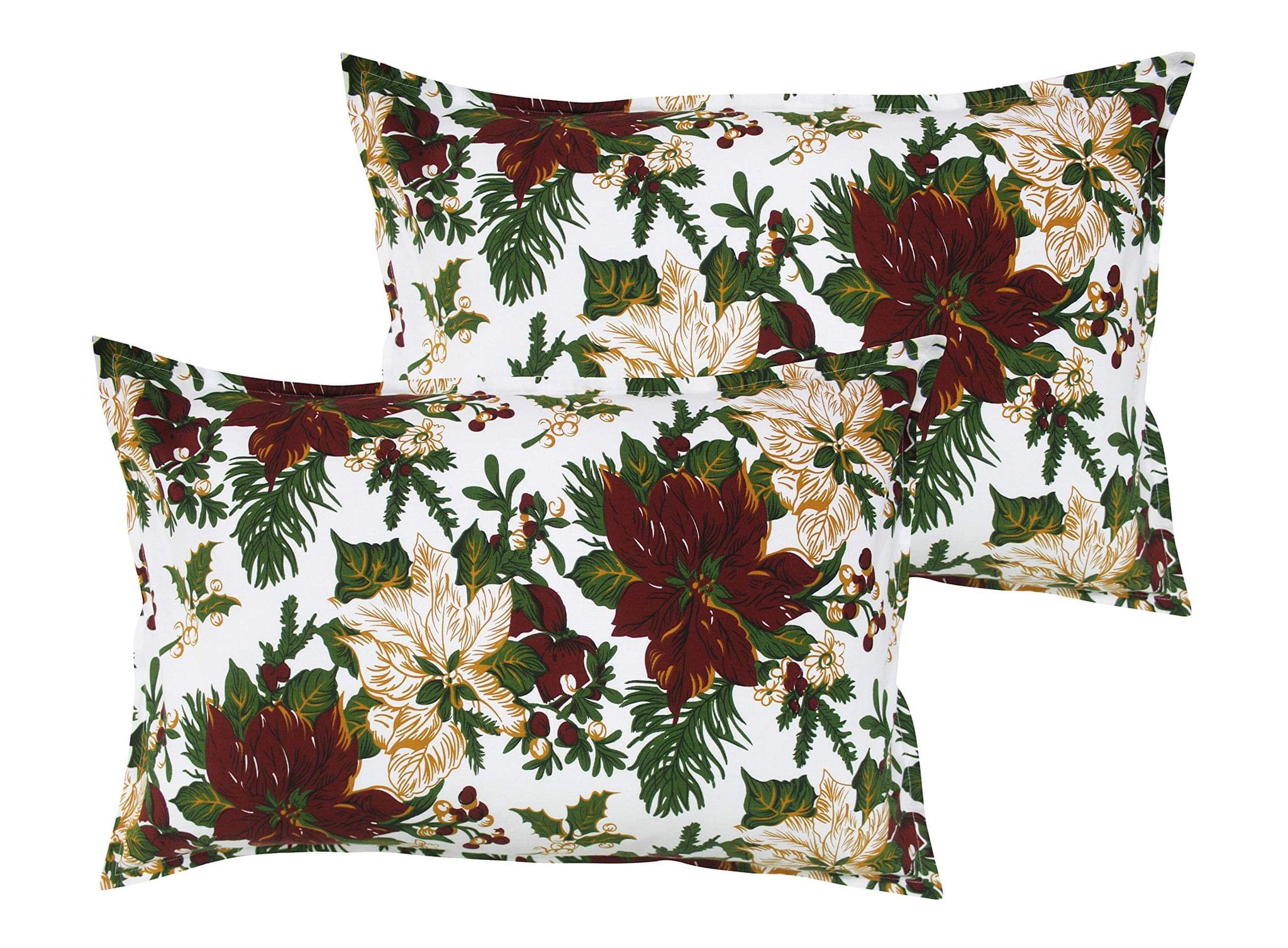 Airwill 100% Cotton Floral Pattern Flap Pillow Covers (46x69cm)(Maroon, Pack of 2 Pieces)