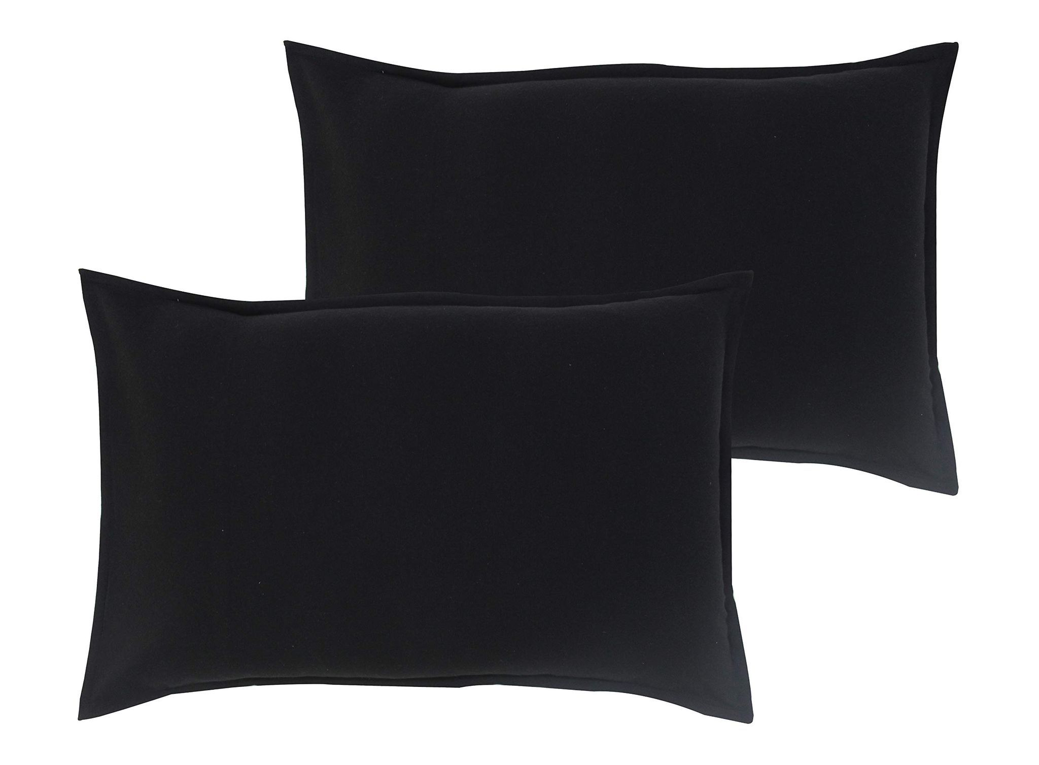 Airwill 100% Cotton Plain Pattern Flap Pillow Covers (46x69cm)(Black, Pack of 2 Pieces)