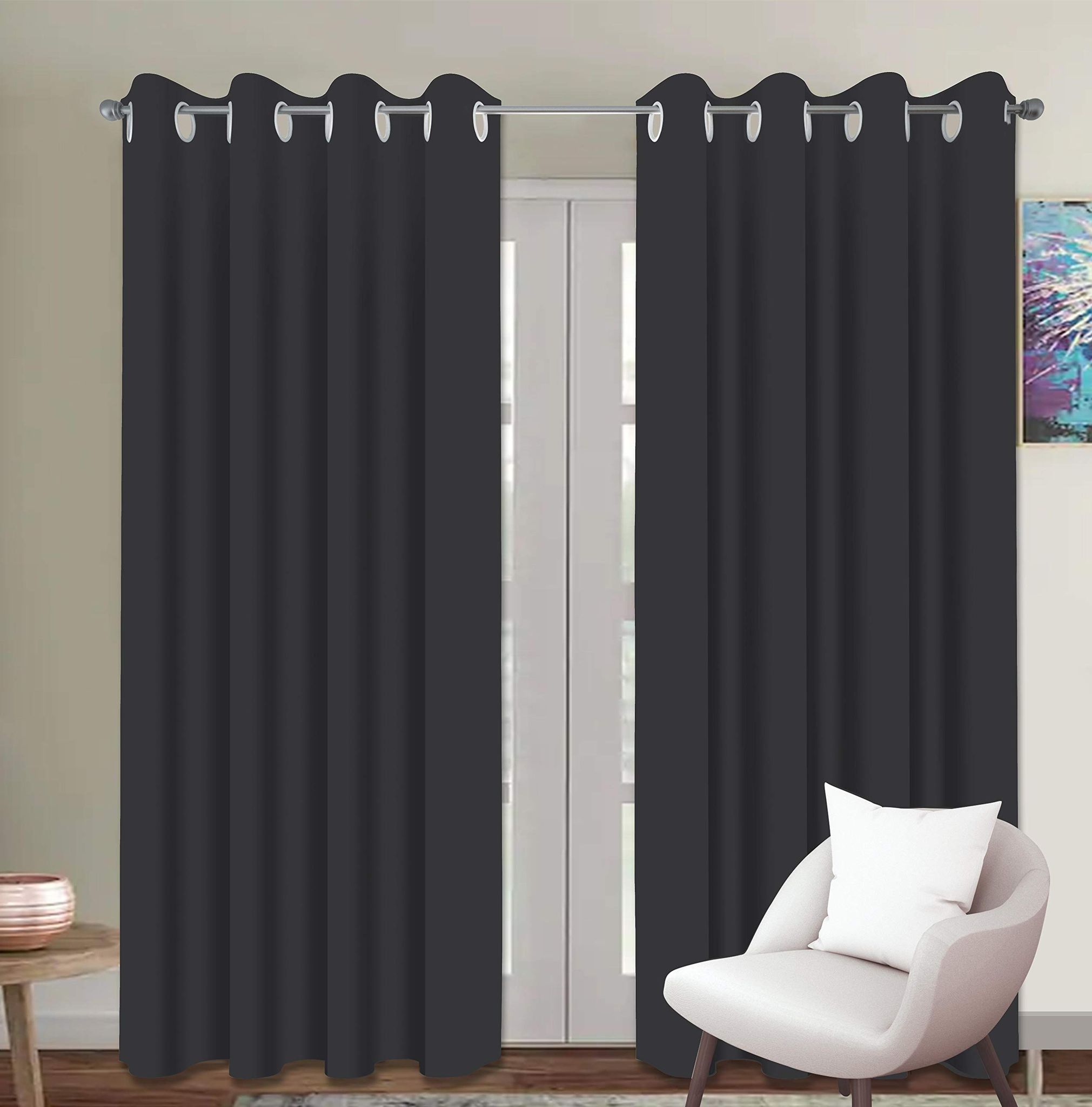 AIRWILL Cotton Plain Grey Designed Solid Patteren 9ft Long Door Curtains (Grey - Pack of 2 pcs)