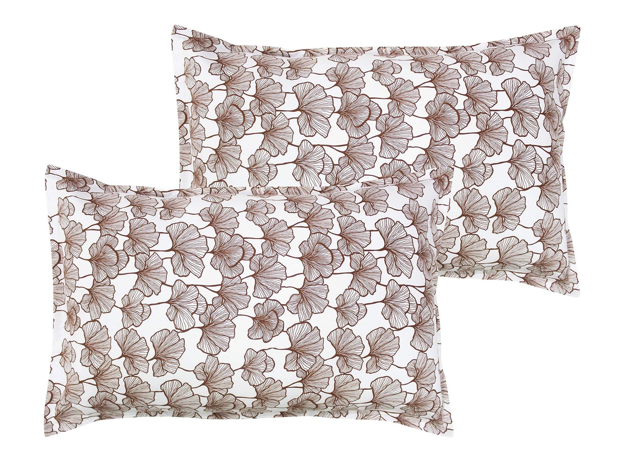 Airwill 100% Cotton Floral Pattern Flap Pillow Covers (46x69cm)(Brown, Pack of 2 Pieces)