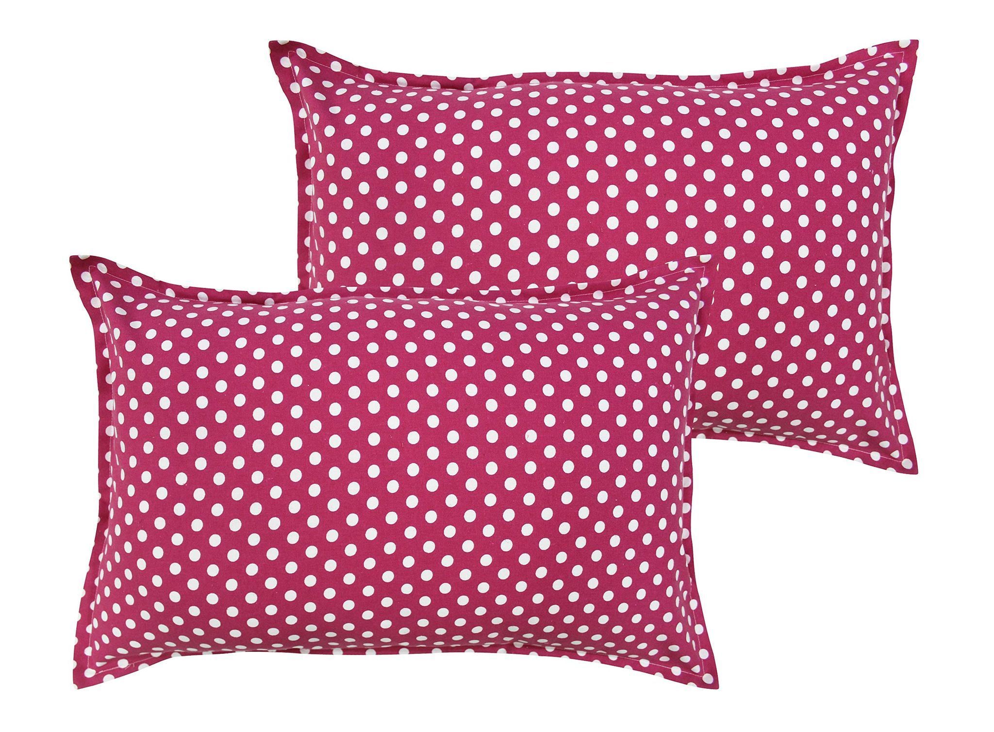 Airwill 100% Cotton Polka Pattern Flap Pillow Covers (46x69cm)(Pink, Pack of 2 Pieces)