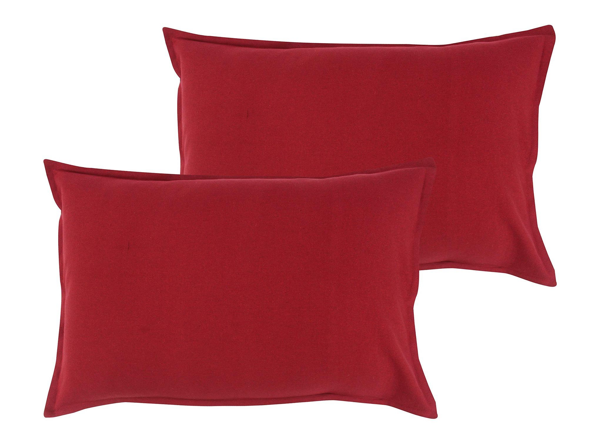 Airwill 100% Cotton Plain Pattern Flap Pillow Covers (46x69cm)(Red, Pack of 2 Pieces)