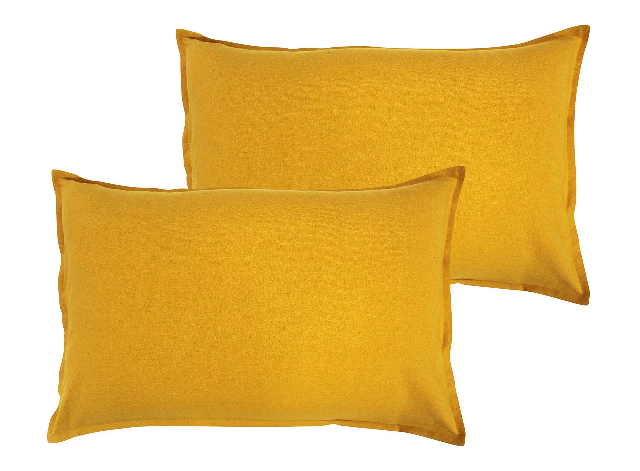 Airwill 100% Cotton Plain Pattern Flap Pillow Covers (46x69cm)(Yellow, Pack of 2 Pieces)