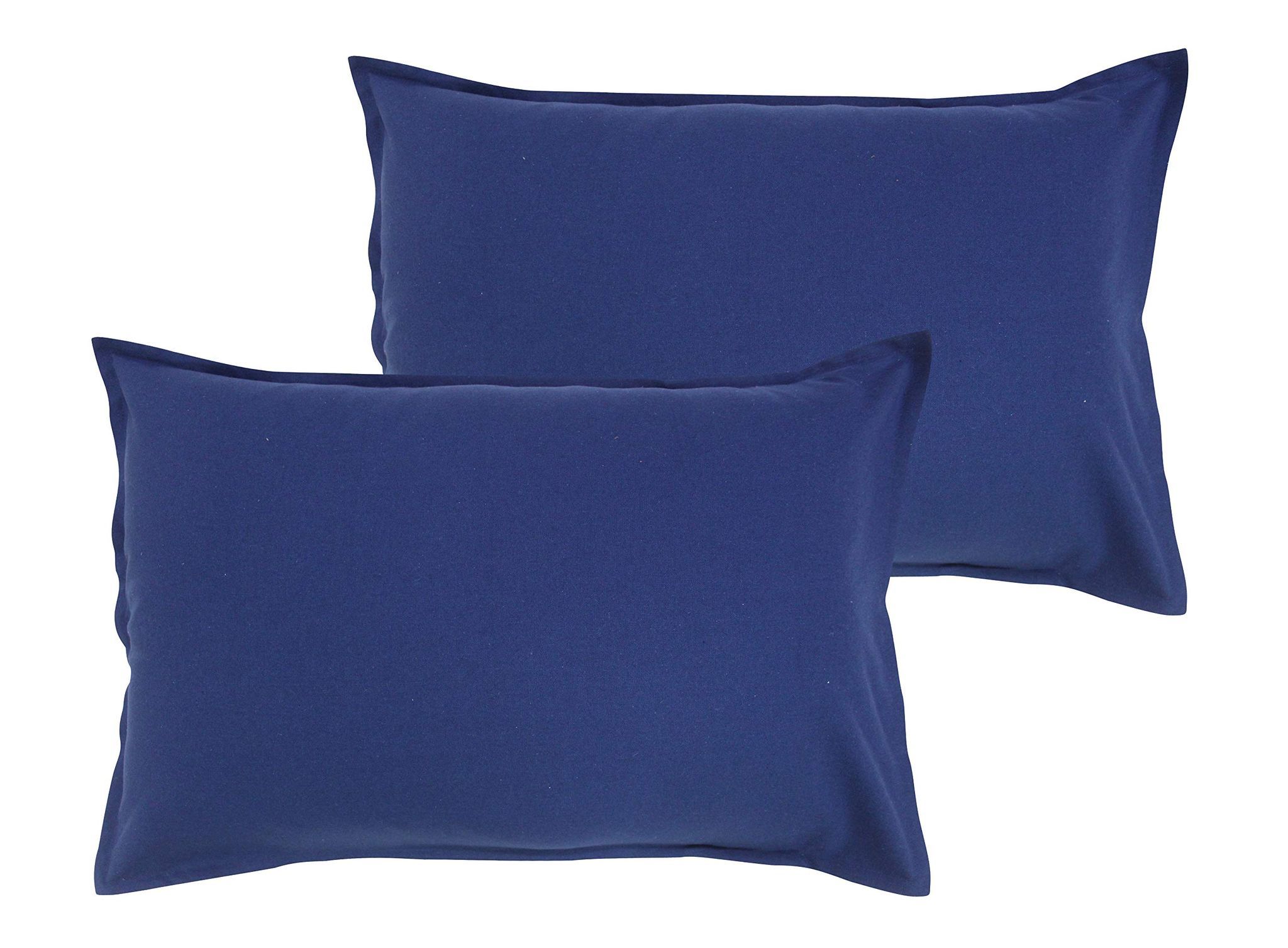 Airwill 100% Cotton Plain Pattern Flap Pillow Covers (46x69cm)(Blue, Pack of 2 Pieces)