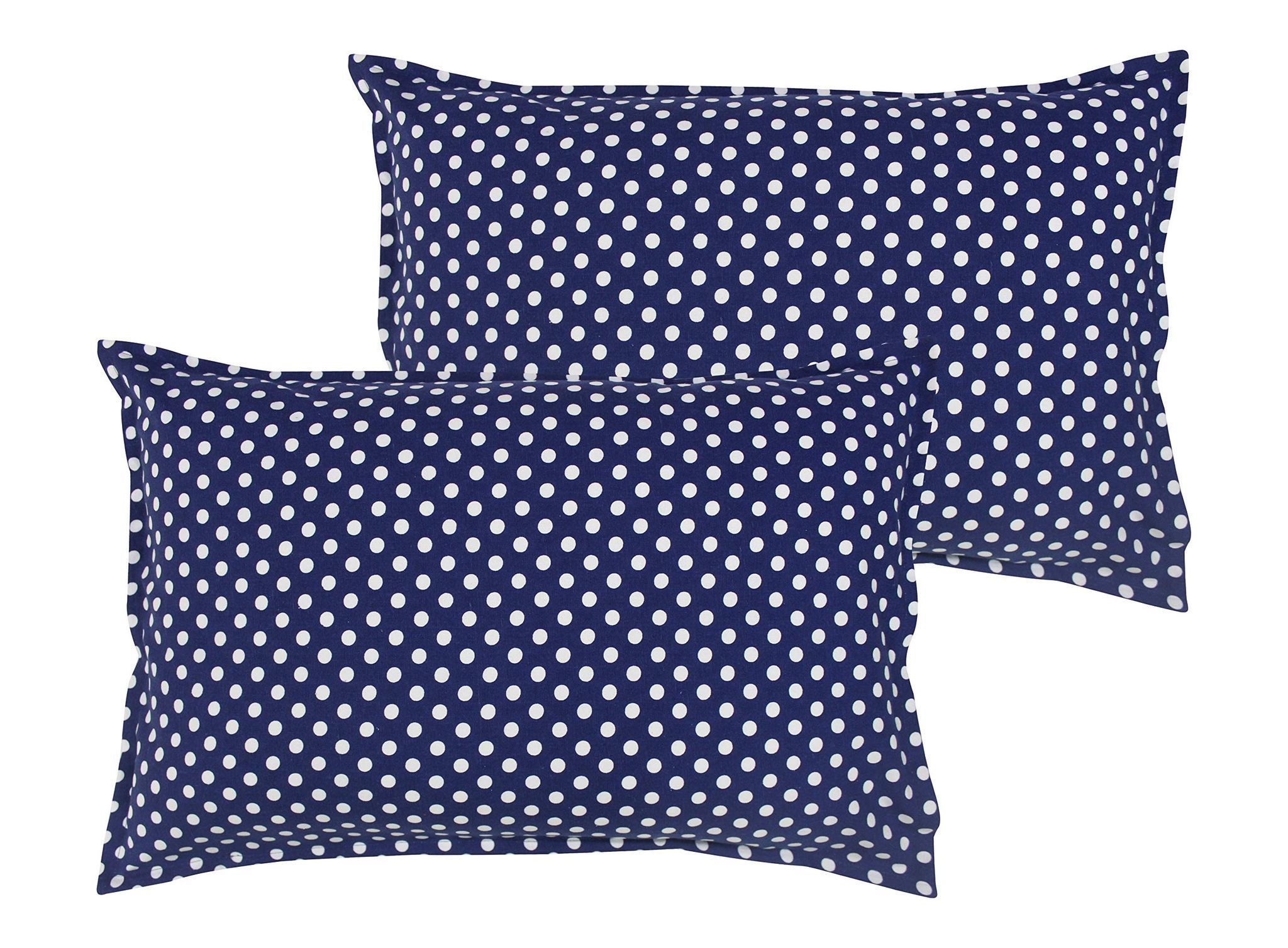Airwill 100% Cotton Polka Pattern Flap Pillow Covers (46x69cm)(Blue, Pack of 2 Pieces)