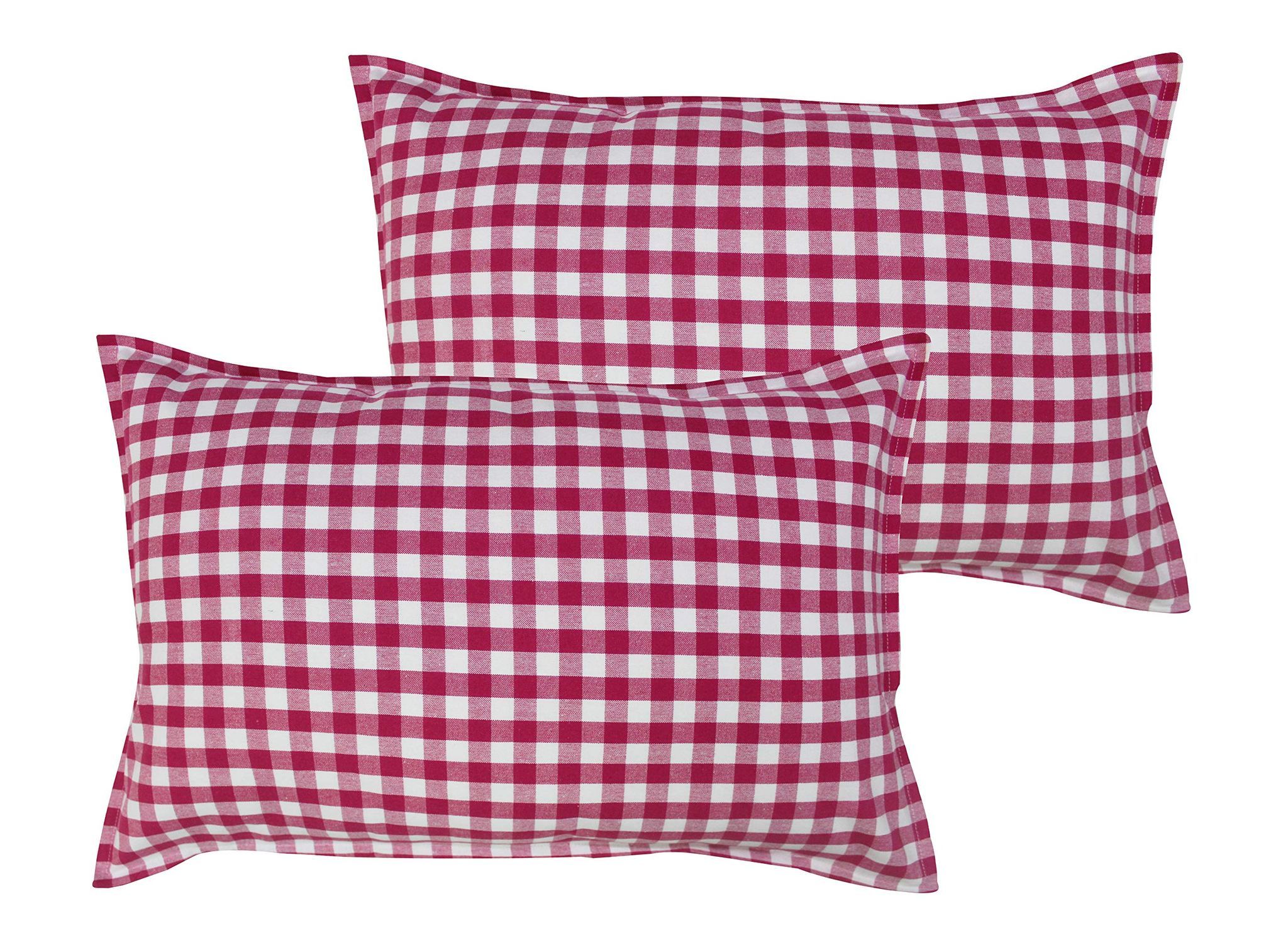 Airwill 100% Cotton Checkered Pattern Flap Pillow Covers (46x69cm)(Pink, Pack of 2 Pieces)