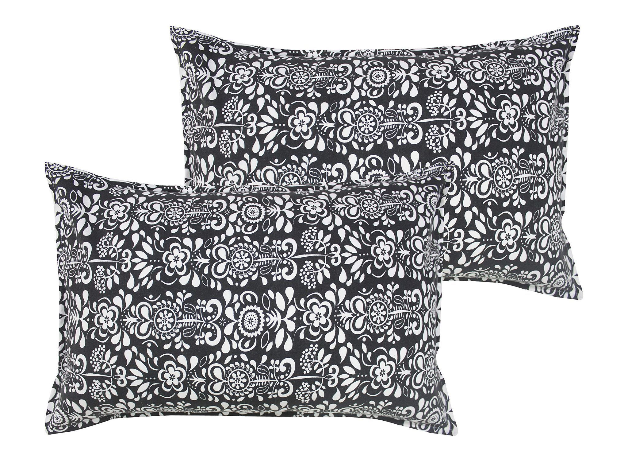 Airwill 100% Cotton Damask Pattern Flap Pillow Covers (46x69cm)(Grey, Pack of 2 Pieces)