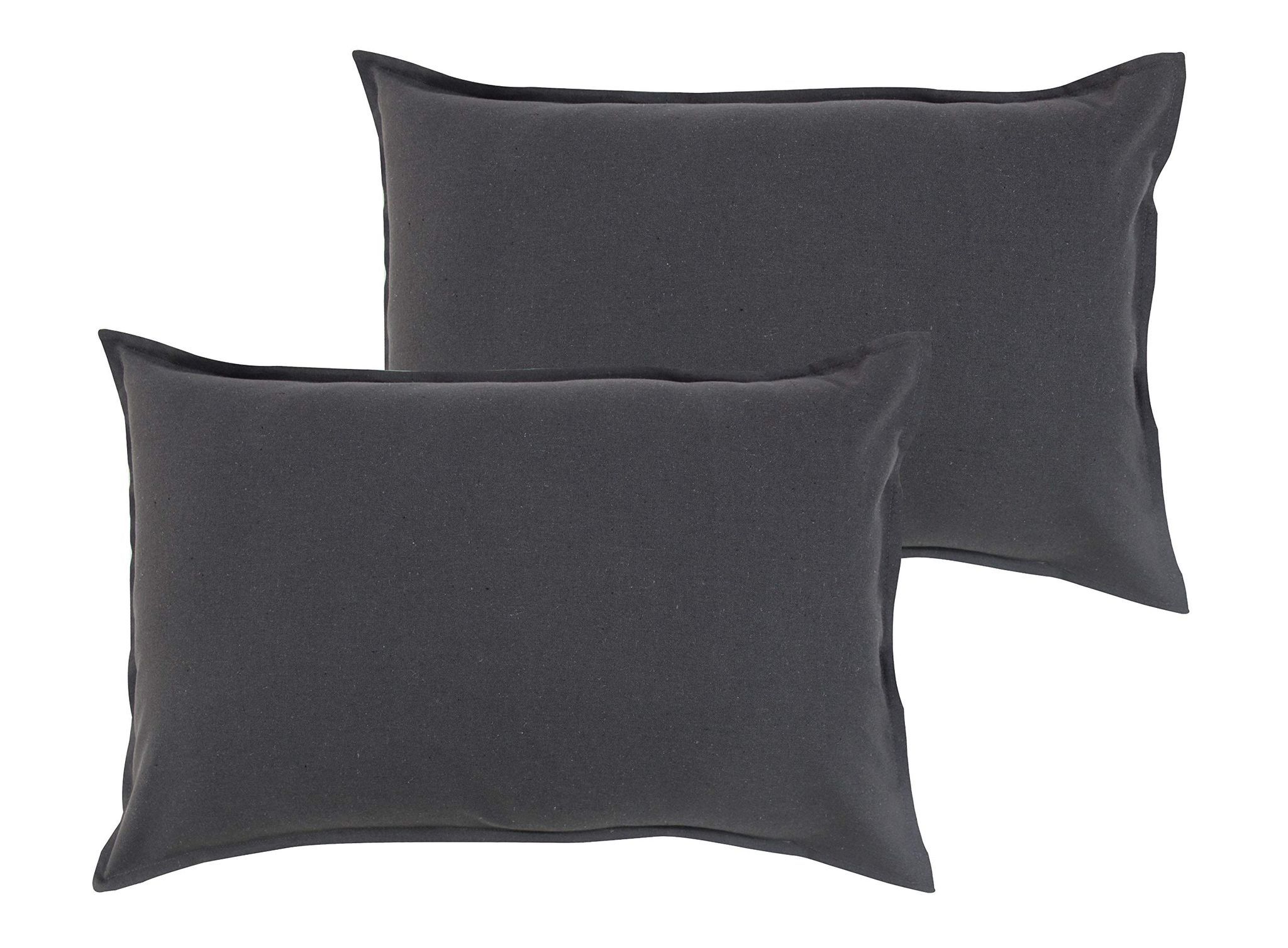 Airwill 100% Cotton Plain Pattern Flap Pillow Covers (46x69cm)(Grey, Pack of 2 Pieces)