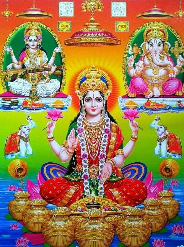 APM Goddess LAXMI JI Wall Vinyl Sticker Fully Waterproof Siize 12X18 inches (LS03)