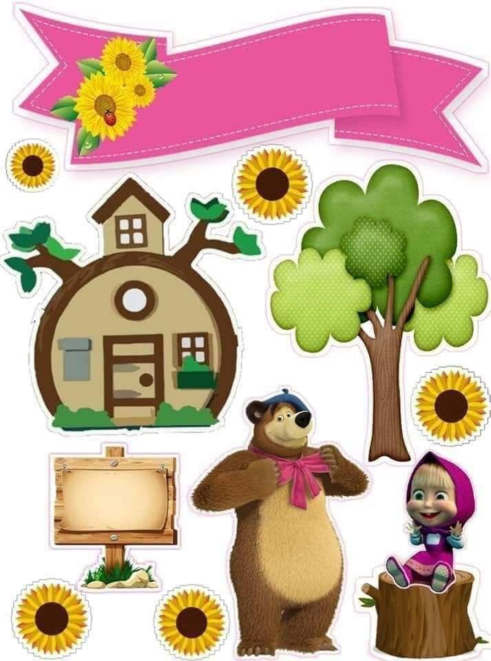 APM Masha & The Bear Wall Sticker Fully Waterproof Vinyl Sticker self Adhesive for Living Room, Bedroom, Office, Kids Room 12X18 inches (MBP9)