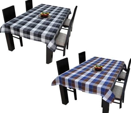 AIRWILL Branded, 100% Cotton Gingham Checks with Multicolor Combos of 4/6 Seater Tablecloth, Sized 140cm Width and 140cm Length, Pack of 2 Pieces